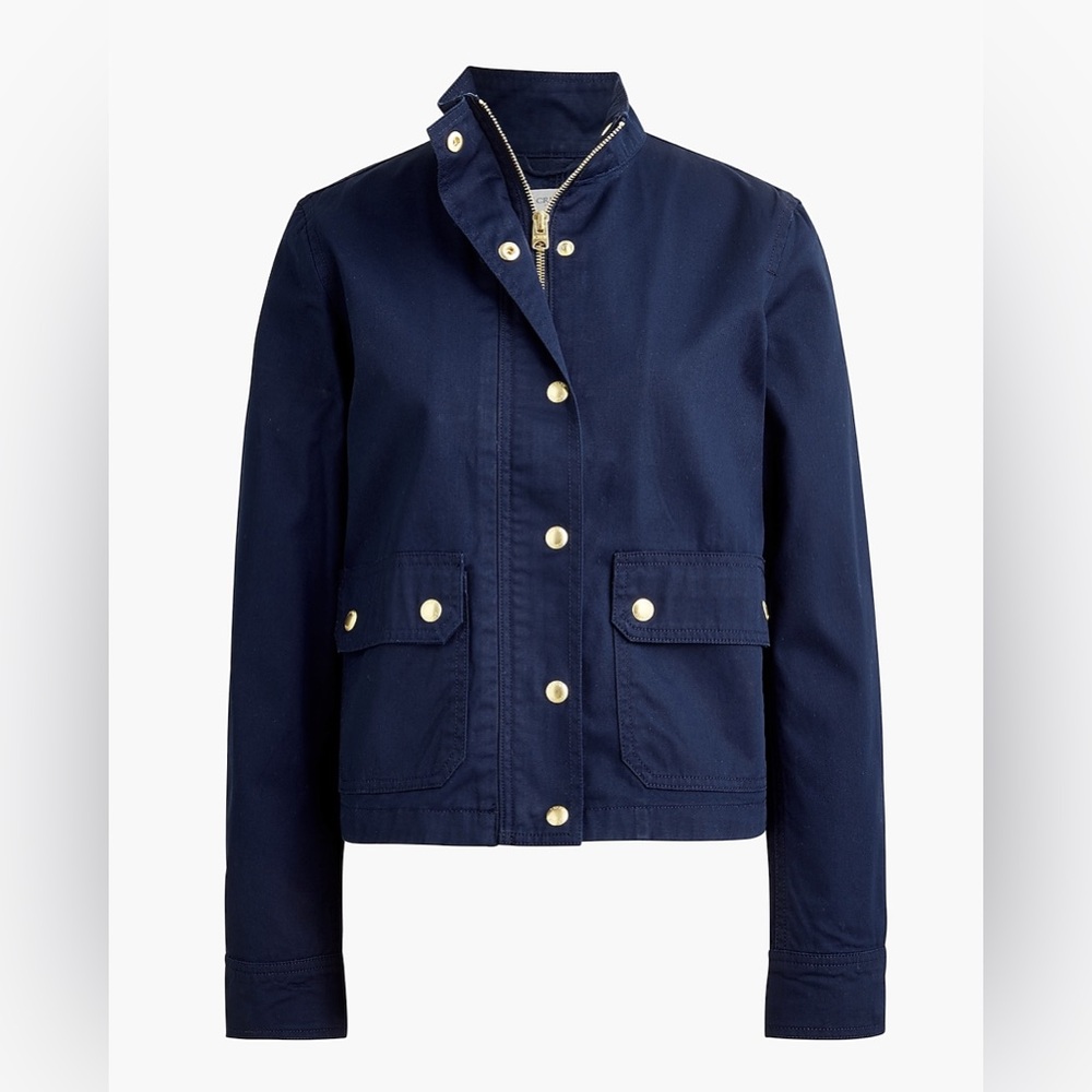 🔥🔥🔥NEW J. Crew Petite Twill Utility Blue Jacket Size Large Petite